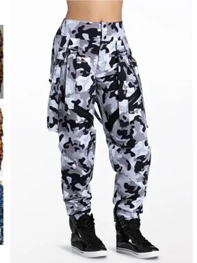 balera Gray Black White Camo Joggers with Drawcord